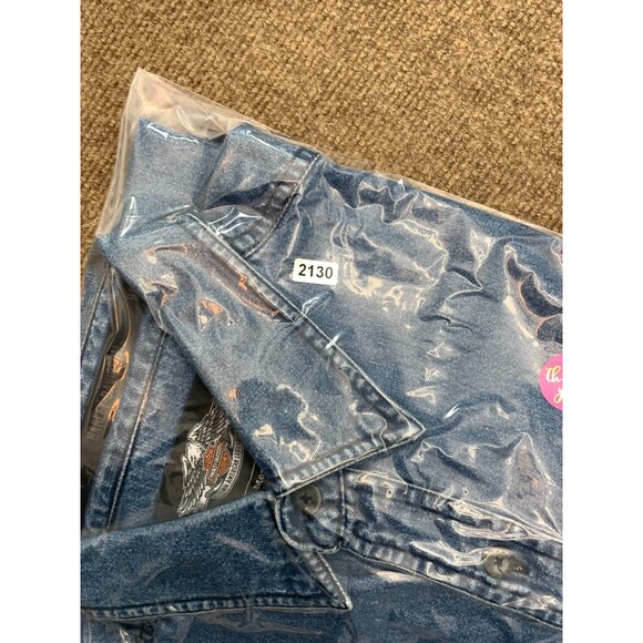 Harley-Davidson Shirt Mens L Denim Long Sleeve Spellout Button Down Motorcycles - Picture 7 of 7